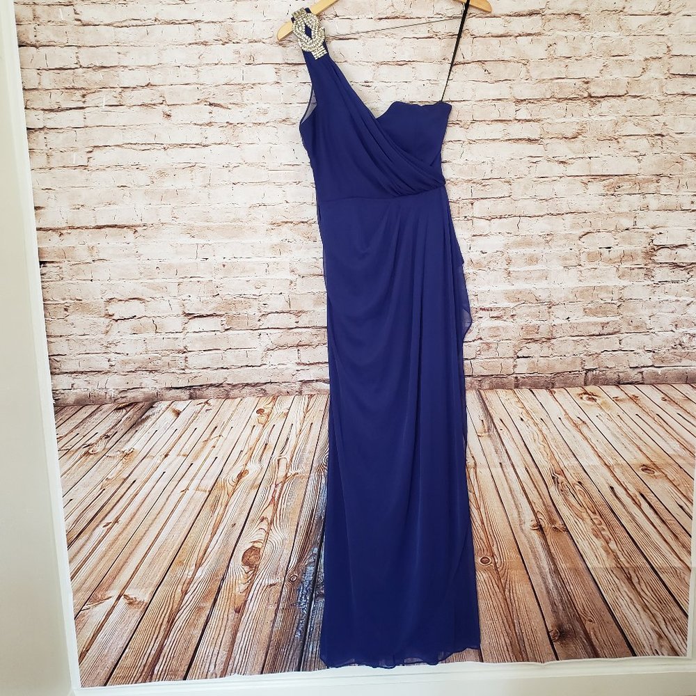 Xscape Blue Long Formal Dress Size 6 One Shoulder